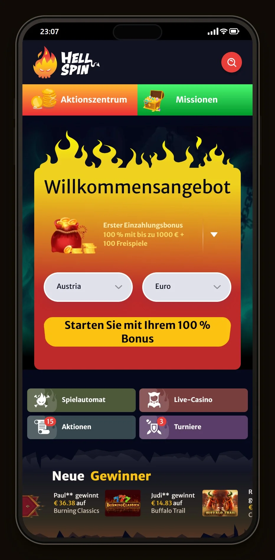 Jeton Casino: die Startseite des Casinos HellSpin