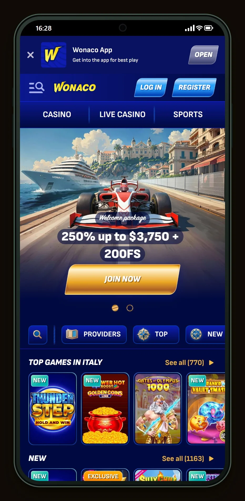 best jeton casinos australia: the Wonaco homepage