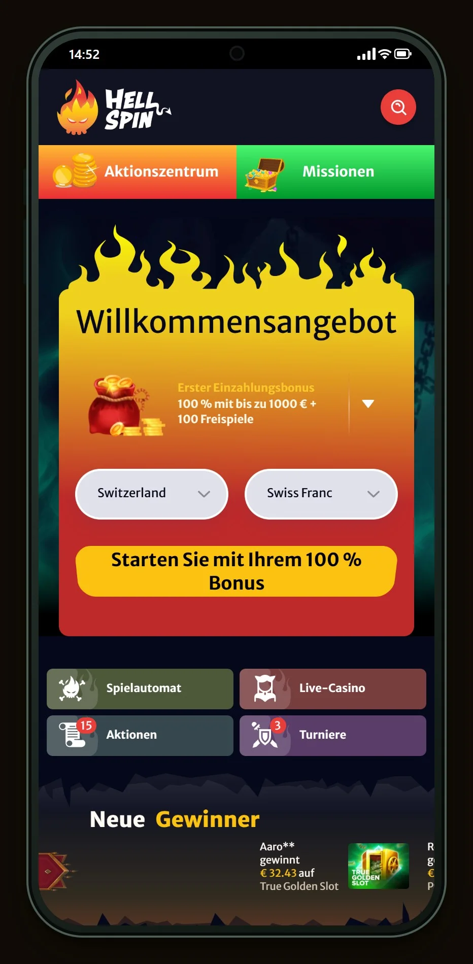 Jeton Casinos: die Startseite des Casinos HellSpin