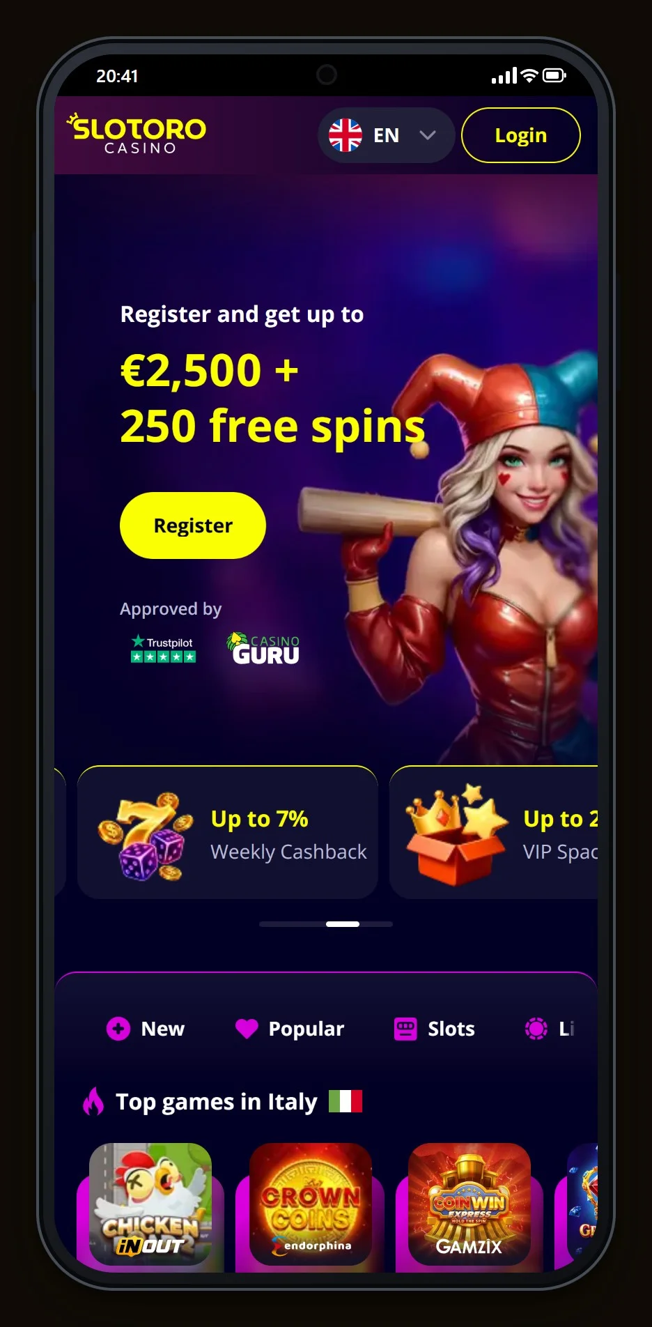 jeton casino: kasinon Slotoro etusivu