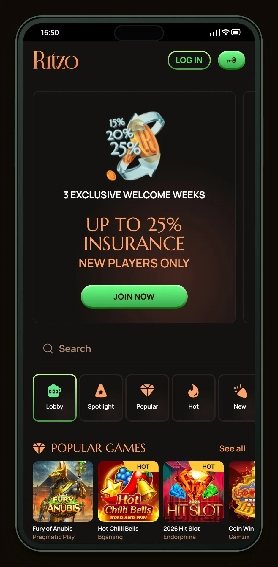 jeton cash casino: de homepage van casino Ritzo