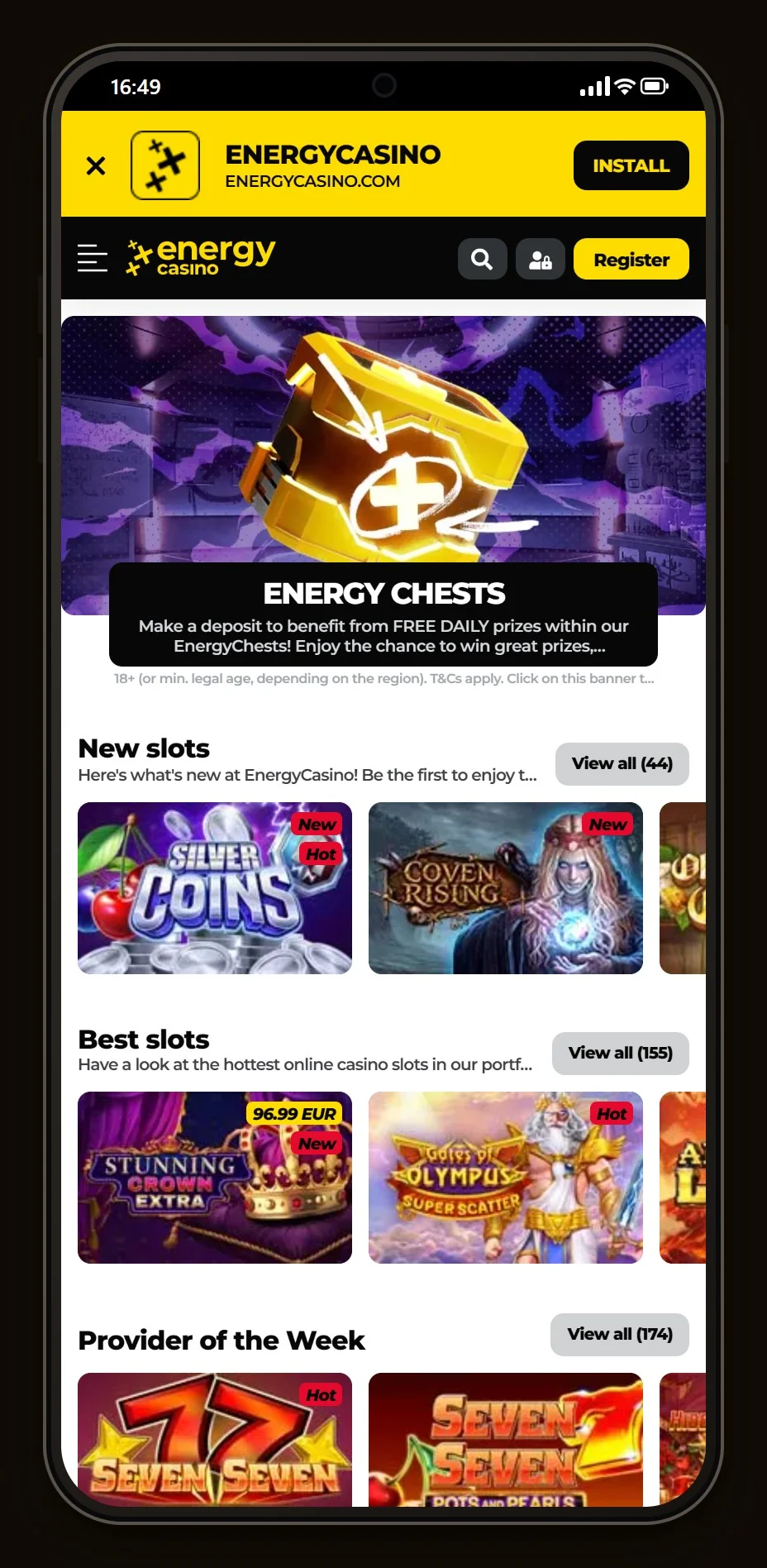 jeton casino norge: lobbyen hos Energy Casino